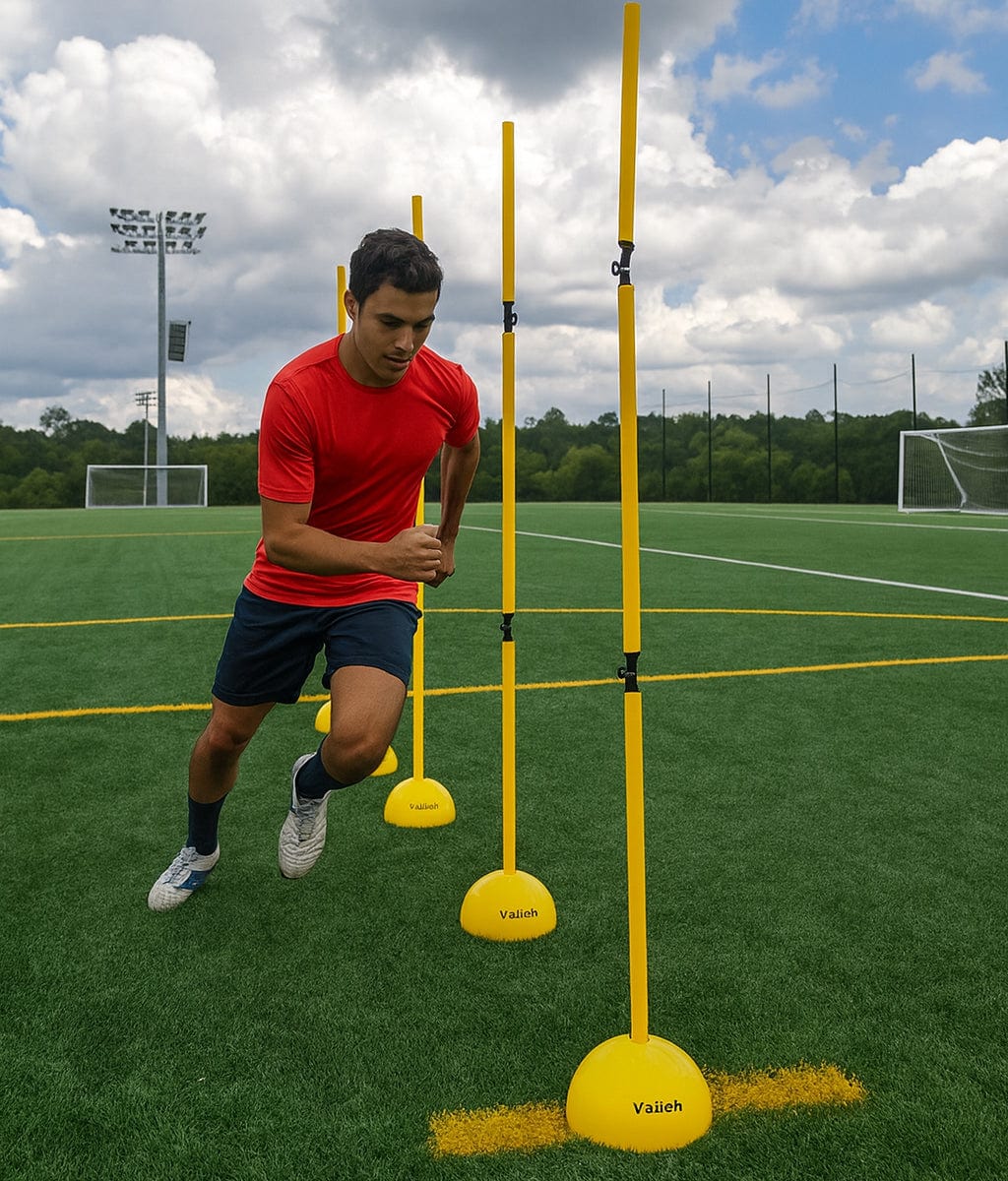 Vallerta 6-Pack 5FT Adjustable Agility Poles – Detachable Training Slalom Sticks for Speed, Footwork & Turf Drills - Image 7