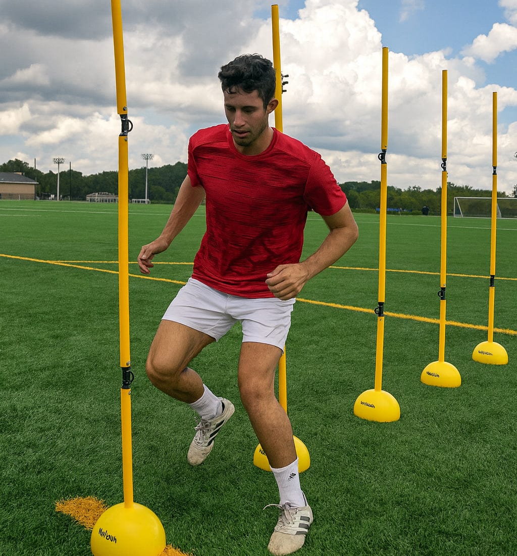 Vallerta 6-Pack 5FT Adjustable Agility Poles – Detachable Training Slalom Sticks for Speed, Footwork & Turf Drills - Image 8