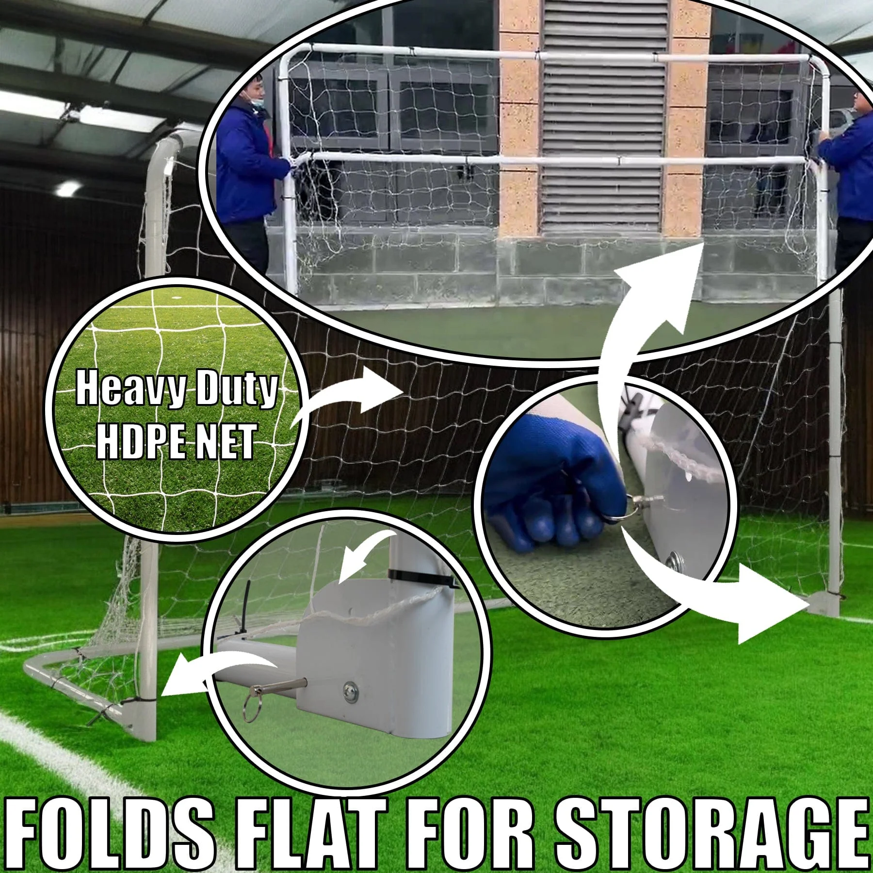 Vallerta Portable Folding Soccer Goal – Steel Frame with Weatherproof Net (Available in 7x5, 10x6, and 12x6 ft) - Image 6