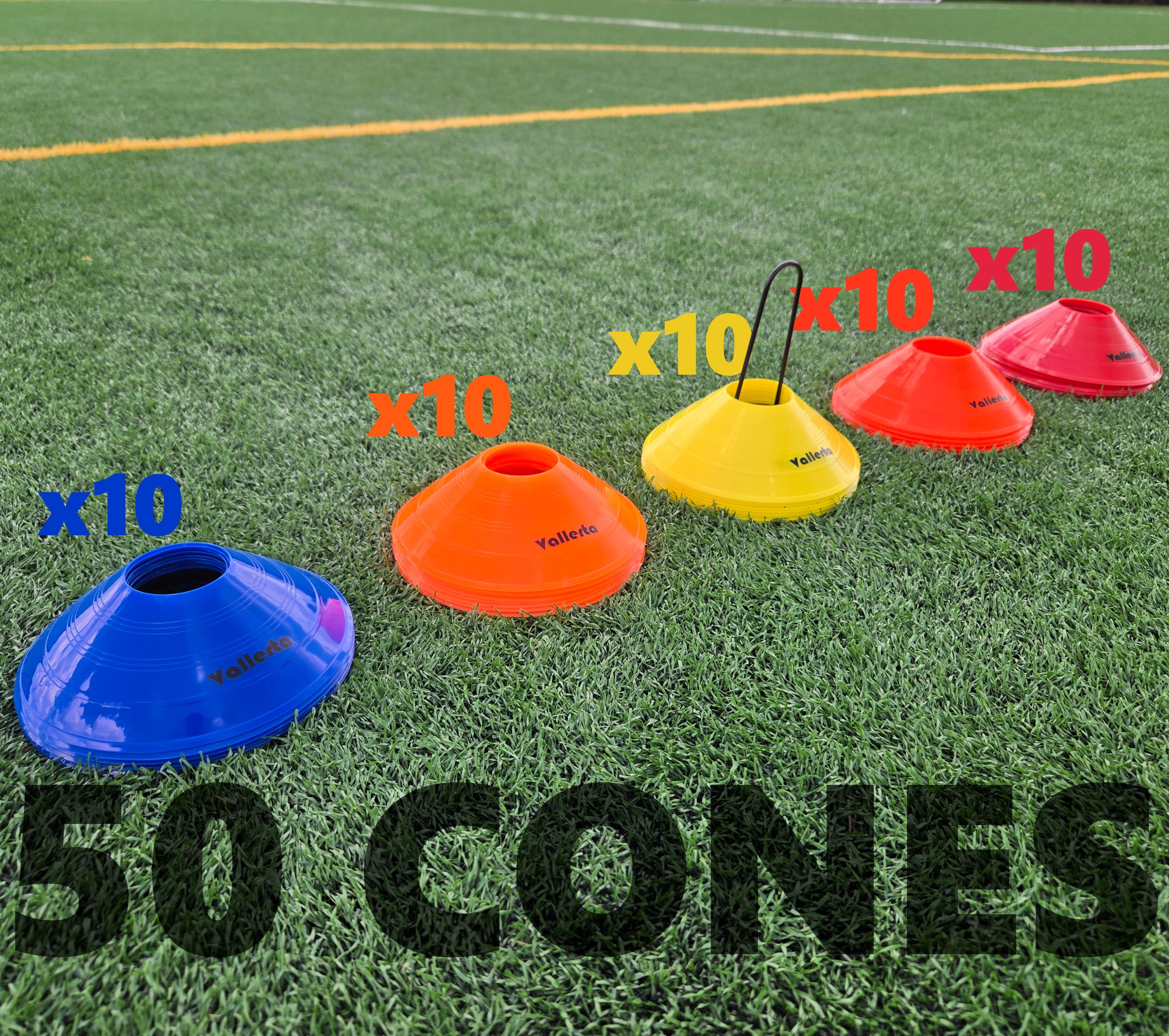 Vallerta Pro Disc Cones Set of 50 – Agility Training Cones with Carry Holder & Bag - Image 5