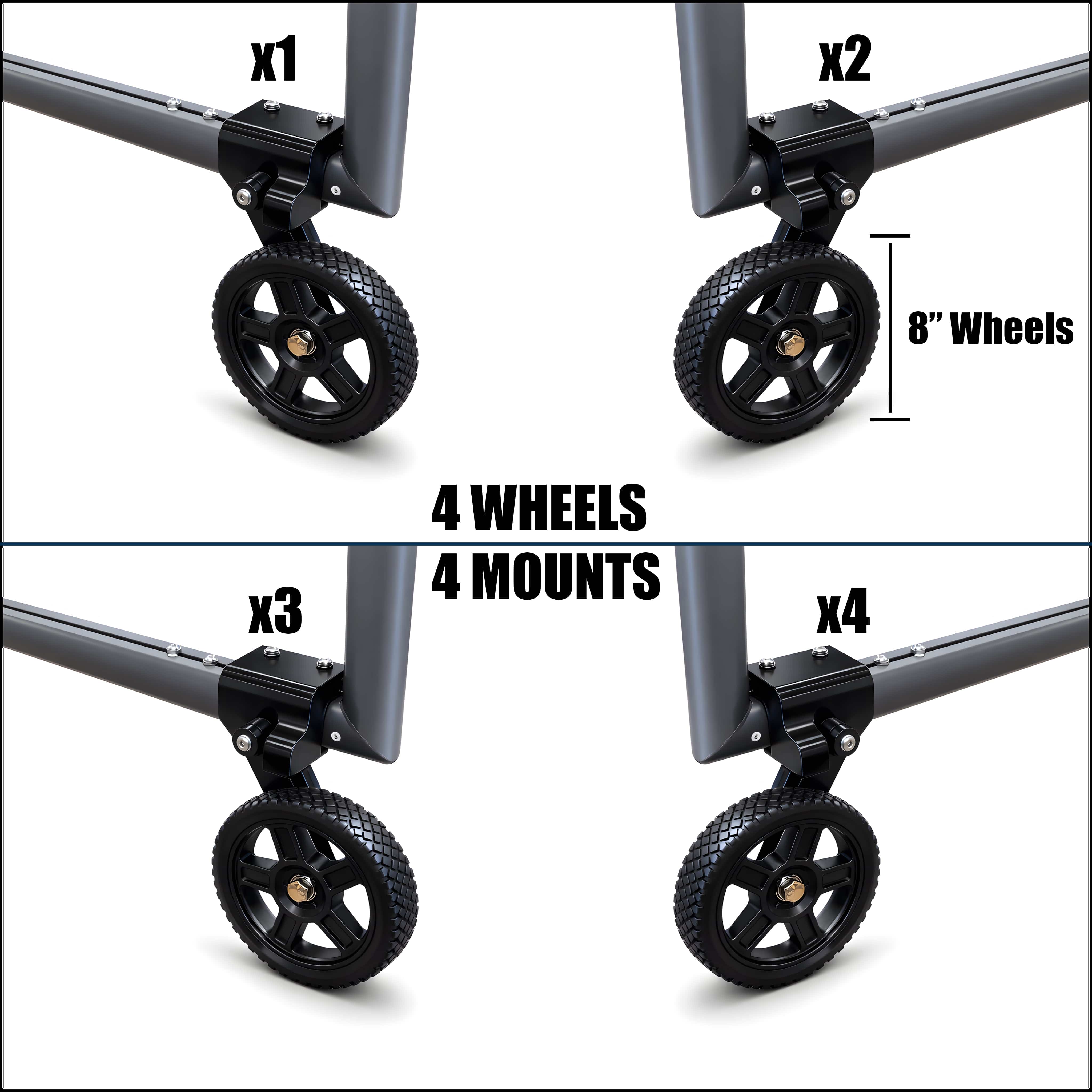 Wheel Kits for Steel and Aluminum Goals, No Lifting Required, 500LB Capacity, Pre-Assembled, Set of 4, Easy Install - Image 8